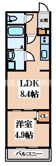 ALEGRIA四条畷(1LDK/1階)の間取り写真