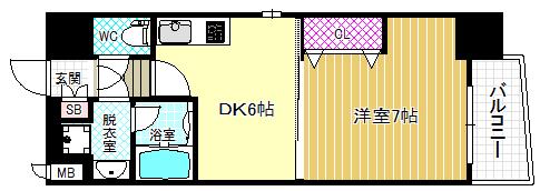 南森町プライマリーワン(1DK/4階)の間取り写真