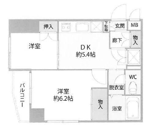 中銀本郷マンション(2DK/2階)の間取り写真