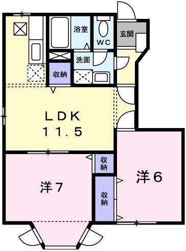 ピュールメゾン(2LDK/1階)の間取り写真