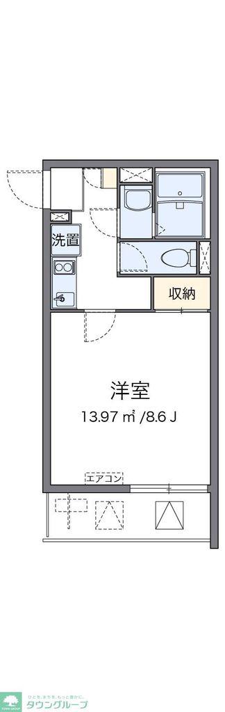 クレイノSMALLRIVERII(1K/2階)の間取り写真
