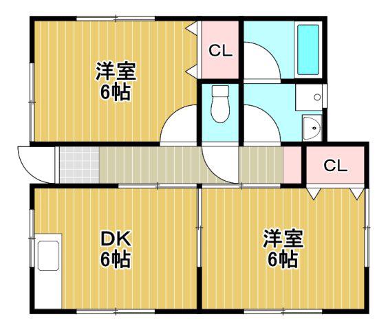 第4栄ハイム(2DK/1階)の間取り写真