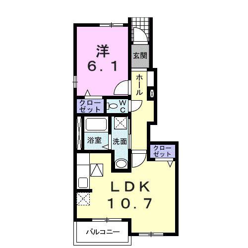 プチプランシュB(1LDK/1階)の間取り写真