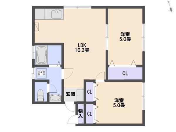 ハイムベルク D棟(2LDK/1階)の間取り写真