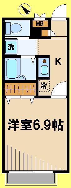 アムールY/S(1K/1階)の間取り写真