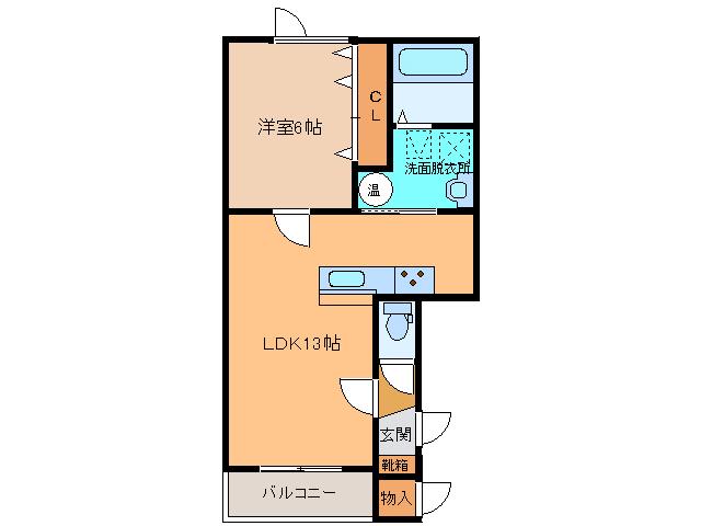 ALPHA IV(1LDK/2階)の間取り写真