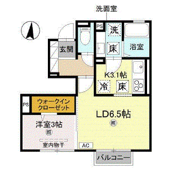 サンハーツ・マルコ(1LDK/1階)の間取り写真