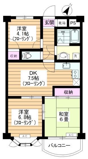 エスプワールたなか(3DK/3階)の間取り写真