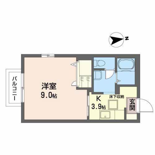 ルクエンス小田原A(1K/1階)の間取り写真