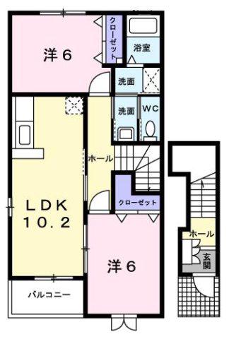 グレースカントリーII(2LDK/2階)の間取り写真