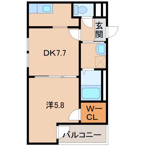 フジパレス城北III番館(1DK/1階)の間取り写真