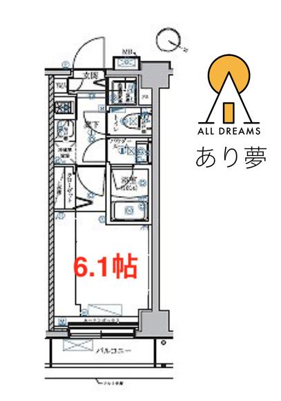 RELUXIA横濱吉野町(1K/3階)の間取り写真