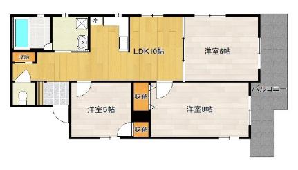 アベニール西I(3LDK/2階)の間取り写真