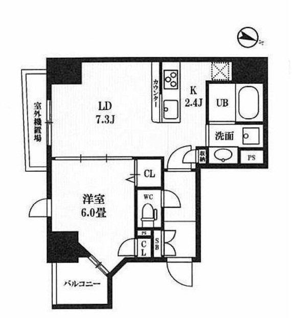 レクシード神田 PEAKS神田(1LDK/2階)の間取り写真
