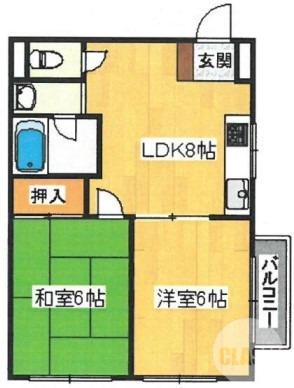 ハイツラベンダー(2LDK/4階)の間取り写真