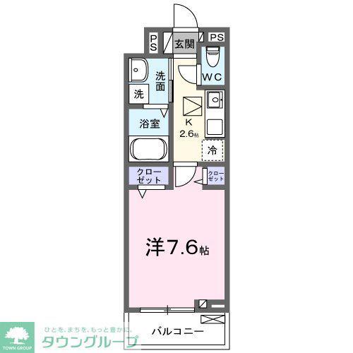 グラース(1K/1階)の間取り写真