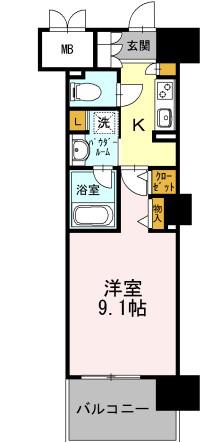 ロイヤルパークスERささしま ウエスト(1K/9階)の間取り写真