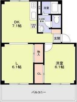 大西ビル(1LDK/2階)の間取り写真