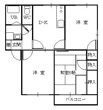 フレグランス上ヶ丸(3DK/1階)の間取り写真