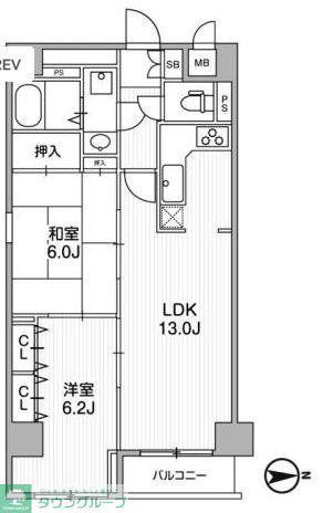 ベルフォーレ御徒町(2LDK/8階)の間取り写真