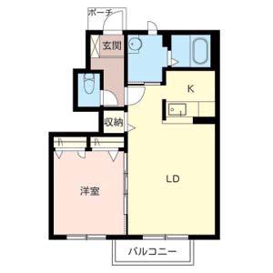 ストークC(1LDK/1階)の間取り写真