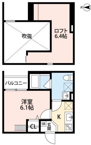 シーザスターズ(1K/1階)の間取り写真