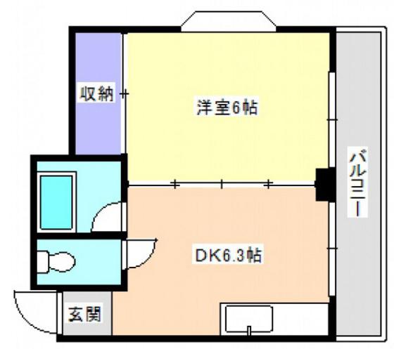 北神ビル(1DK/2階)の間取り写真