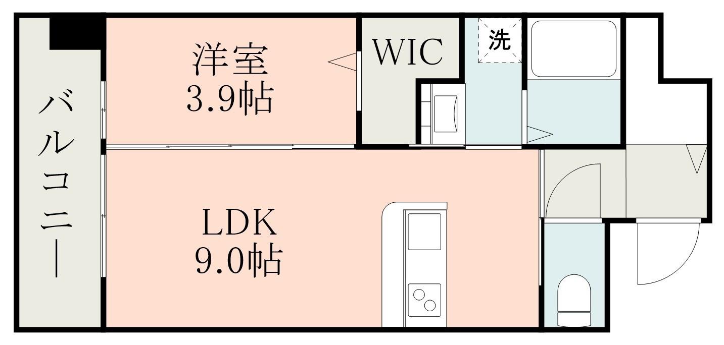 クレアグレイス荒田II(1LDK/5階)の間取り写真