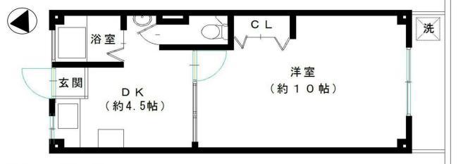 パレス上原(1DK/3階)の間取り写真