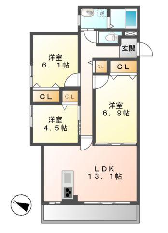 ペル・マアト(3LDK/3階)の間取り写真