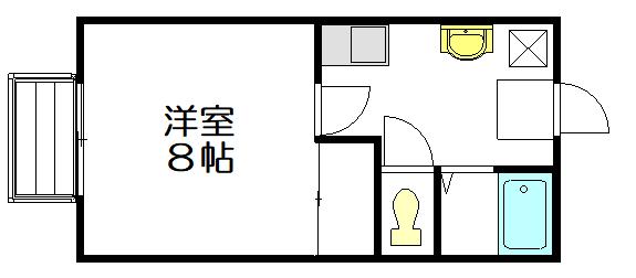 カーサデルコバA(1K/1階)の間取り写真