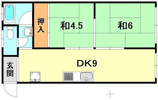 風見鶏第1フラワー館(2DK/2階)の間取り写真