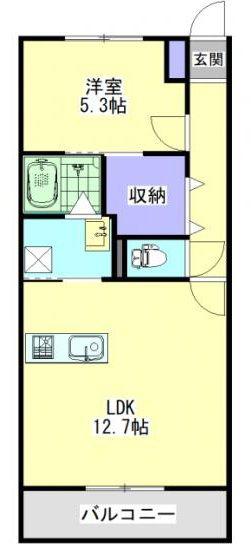 ミライデイズ都城(1LDK/3階)の間取り写真