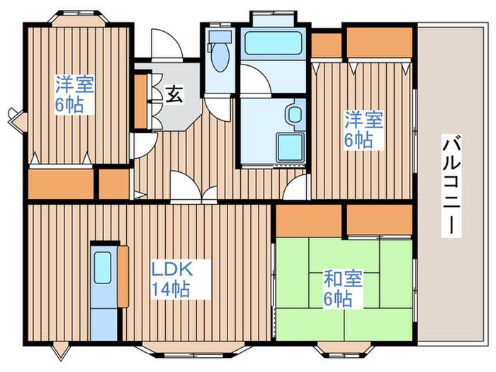 館六丁目共同(3LDK/2階)の間取り写真