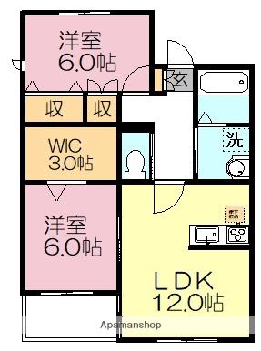 パークヴィラ王子台 A棟(2LDK/2階)の間取り写真