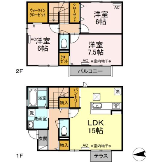 テラスハウス・アイ・ケー(3LDK/1階)の間取り写真