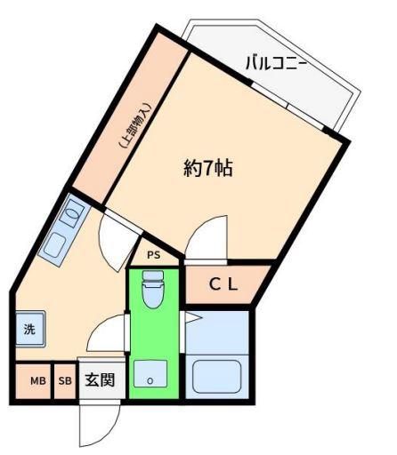 フラッツ70(1K/4階)の間取り写真