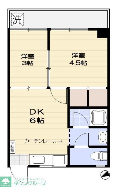 エントピア中野(2DK/4階)の間取り写真