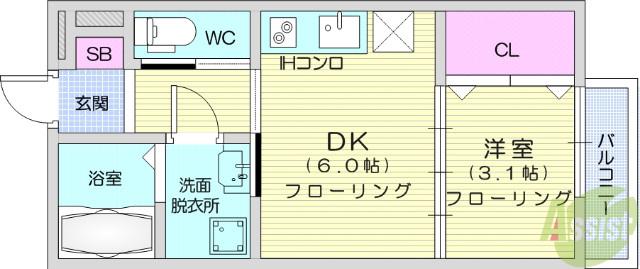 ル・ジェイド(1DK/3階)の間取り写真