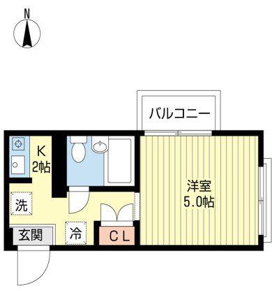 ヴィラサンライズ(ワンルーム/3階)の間取り写真