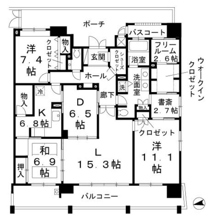 ロイヤルパークスなんば(3LDK/9階)の間取り写真
