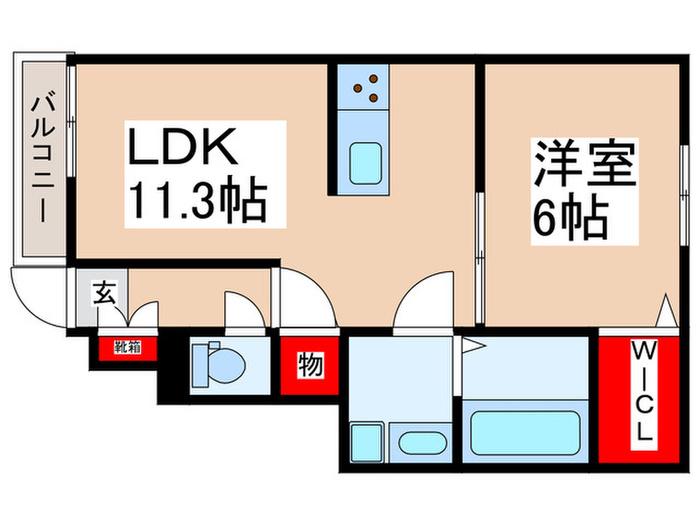 アムール東村山(1LDK/1階)の間取り写真