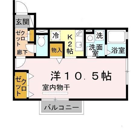 ベルコート木の座(1K/2階)の間取り写真