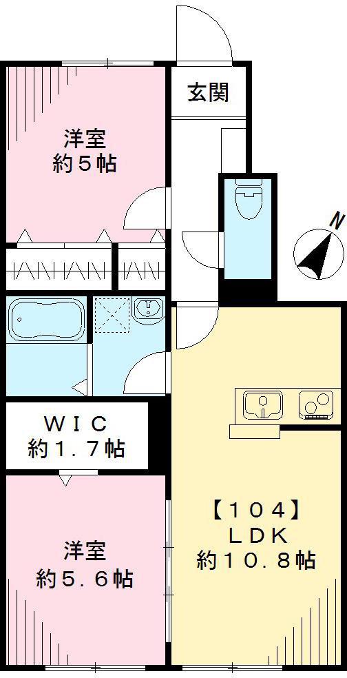 アシステンツァ駒沢公園(2LDK/1階)の間取り写真