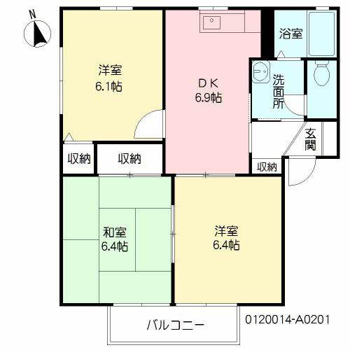 サンヒルズ A棟(3DK/2階)の間取り写真