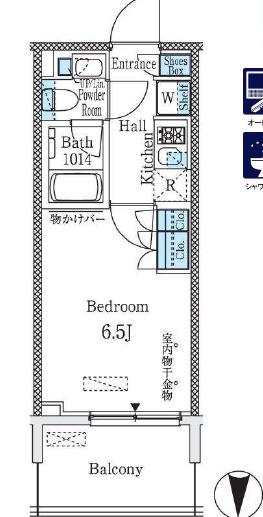 パークキューブ大井町レジデンス(1K/8階)の間取り写真
