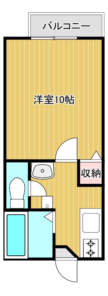 ロイヤルハイネス三田 B(1K/1階)の間取り写真
