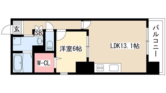 ディアコート千早(1LDK/8階)の間取り写真
