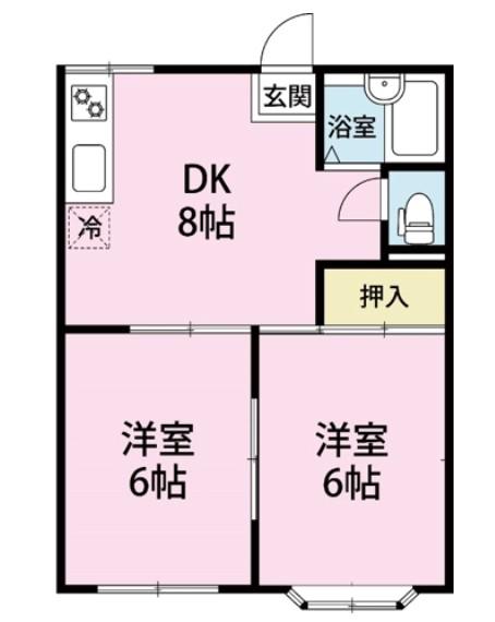 エメラルド紺屋C棟(2DK/2階)の間取り写真