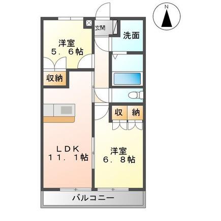 サウス・キャッスル(2LDK/2階)の間取り写真